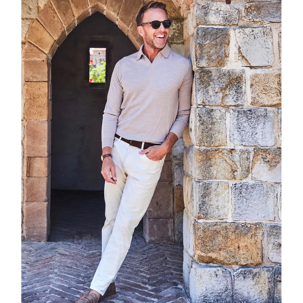Collars & Co Mens Sizee 34x32 CEO 5-Pocket Pants Stone Beige Cotton Spandex NWT